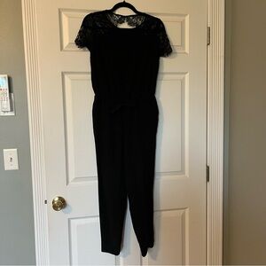 LOFT Black Lace Detail Jumpsuit